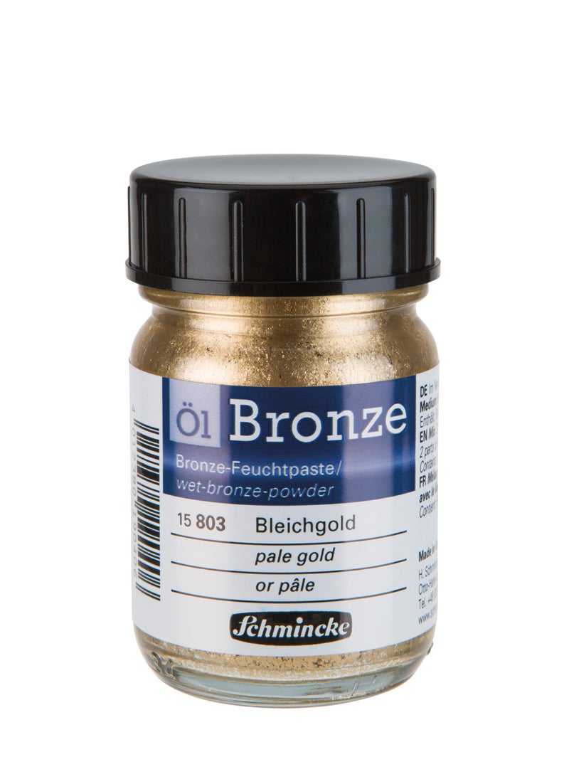 Schmincke - Oil bronze, pale gold, 50 ml, 15 803 024, for iridescent metallic effects on oil paintings, pre-primed surfaces, wood, metal, plaster - Image 1